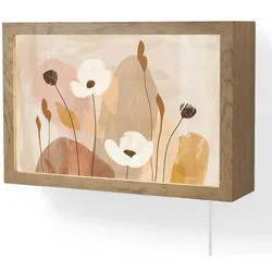 WANDLEUCHTE Blumen - Abstrakt - Beige - Strichzeichnung LED 30x20 cm Wandlampe