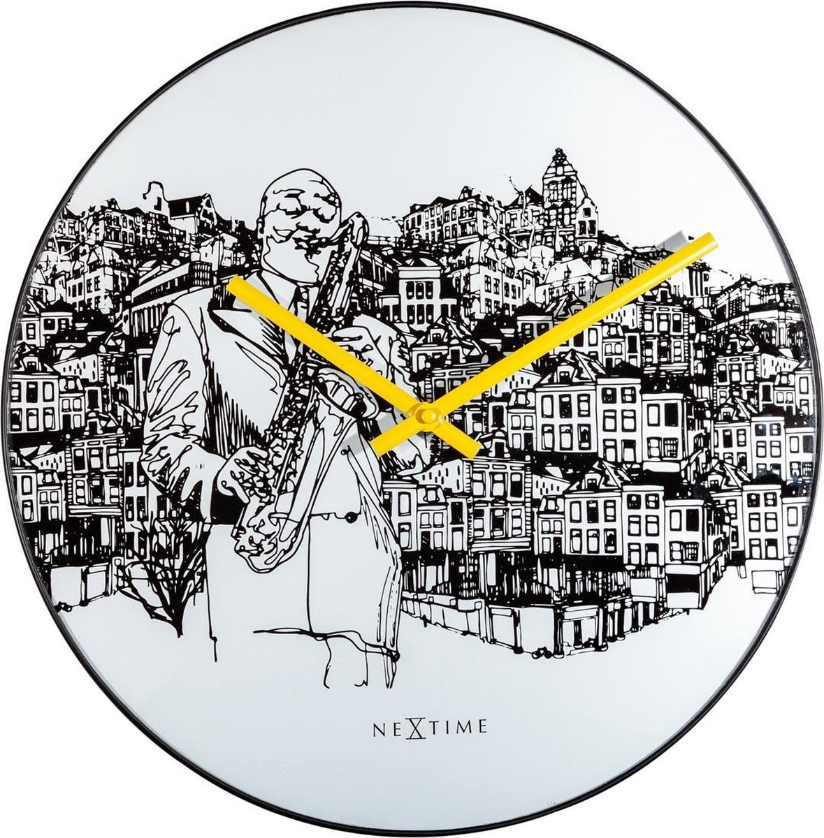 NeXtime Sax City Stille Wandklok Wit - Analoog - Diameter: 40 cm