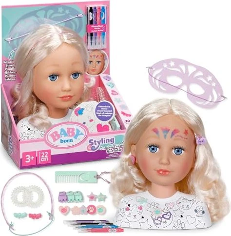 ZAPF Creation Baby born Stylingkopf Bemalen & Frisieren, Schmink- und Frisierkopf