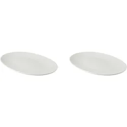 2 x palmer White Delight Teller flach oval im Set, Porzellan, 30 x 21,5 cm, weiß glänzend, randlos coupe modern, für modernes Servieren von Speisen