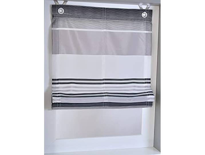 Raffrollo Ösenrollo Jamaica Querstreifen Farben grau Breite 60 x Höhe 130 cm
