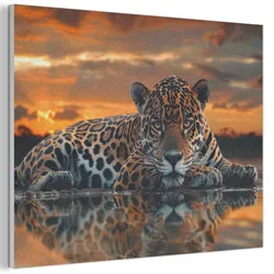 AKUSTIKBILD Natur - Leopard - Tier - Sonnenuntergang - Modern Gemälde 80x60 cm