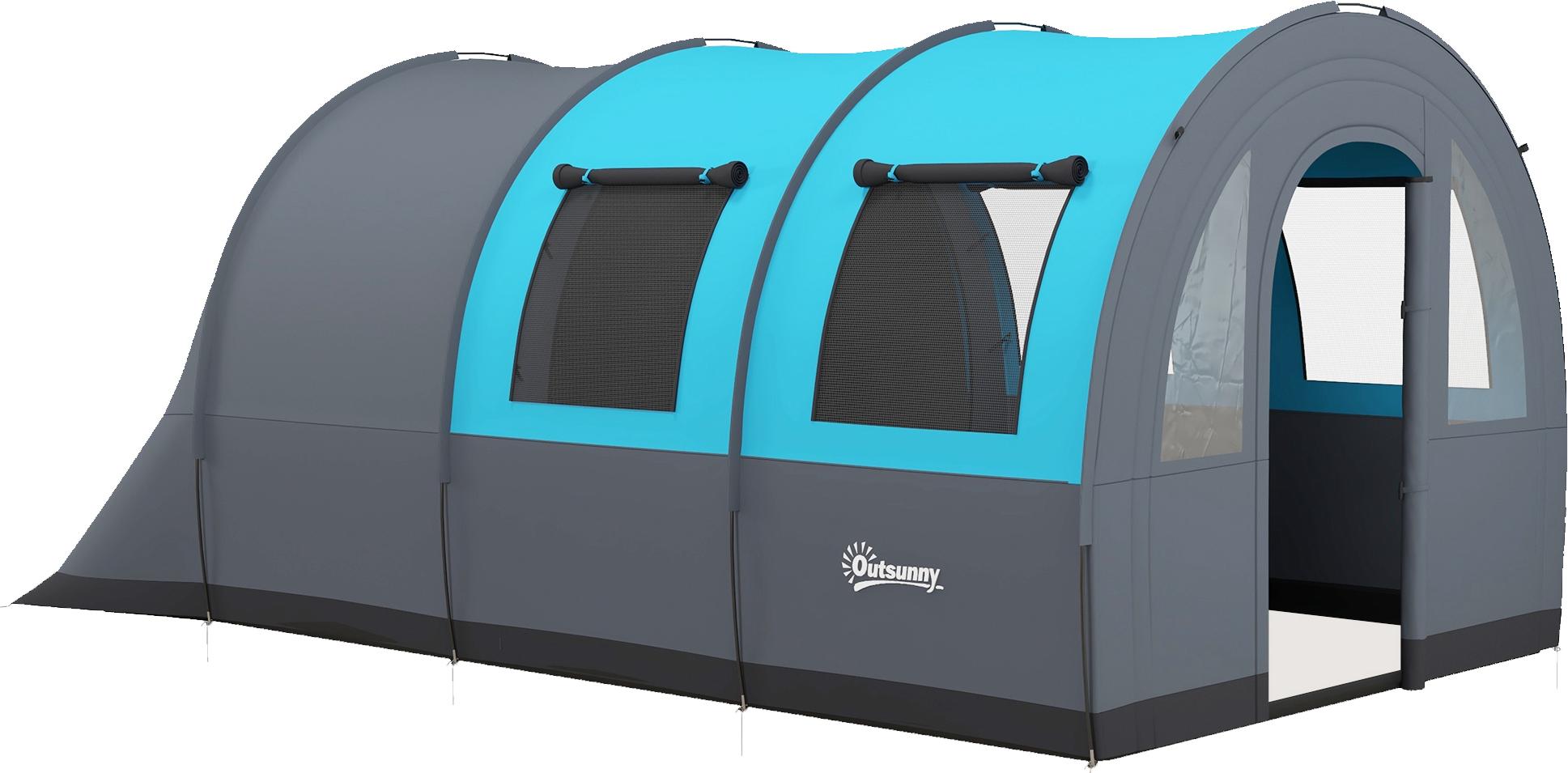 Campingzelt bis 6 Pers., Familienzelt, separate Bereiche, wasserdicht, Grau/Blau
