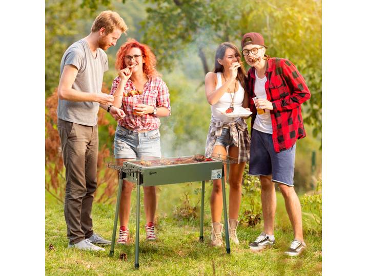 Outsunny BBQ Charbon Portable 2 Grilles 77cm