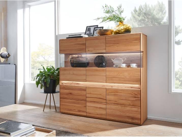 Highboard 164x152cm 'Berlin' Kernbuche geölt