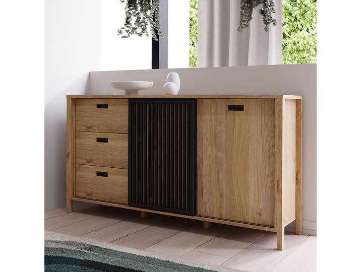 Enfilade 175 x 92 x 40cm Marron/Noir