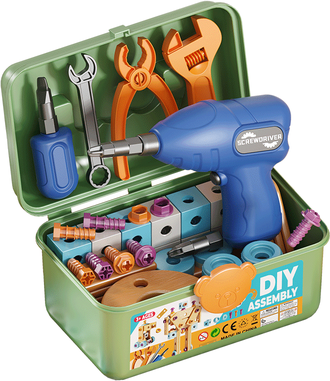 Modern Mode Marketplace Early Educational DIY Nut Hand Puzzle Toy For Boys Shape Insert Blocks Simulated Screwing Toolbox Assembly 144pcs