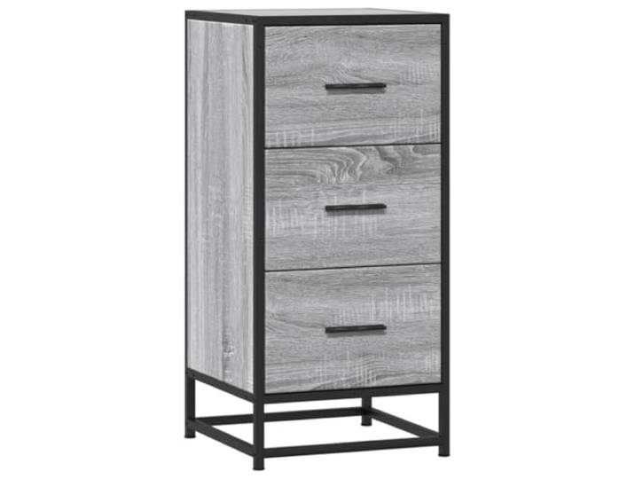 KKgypkn Sideboard Grau Sonoma 35,5x35x76 cm Holzwerkstoff Metall 3 Schubladen, 1 Tür, Metallgestell, Stauraumschrank, Industriestil