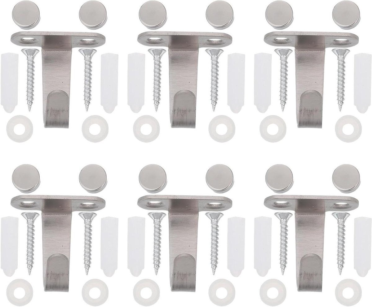 SHINEOFI Set van 6 plafondhaken met schroefbevestiging, zware hangers voor planken en handdoeken, zilver