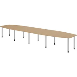 bümö Konferenztisch XXL KT52 in Eiche Füße in Silber