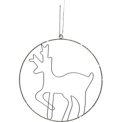 IC WINTERWORLD LED Dekolicht "Weihnachtsdeko", silber (silberfarben), Ø 30cm, 1 Stk., Leuchten, Beleuchteter Metall-Ring mit Rentier-Motiv, Ø ca. 30cm