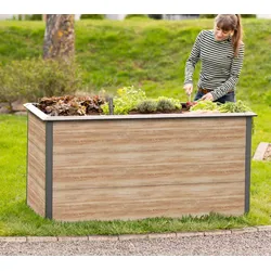 Westmann Metall Hochbeet Primus-Multi L | Inkl. Schneckenschutz | Holzoptik/Anthrazit | 150x75x77 cm - Natur