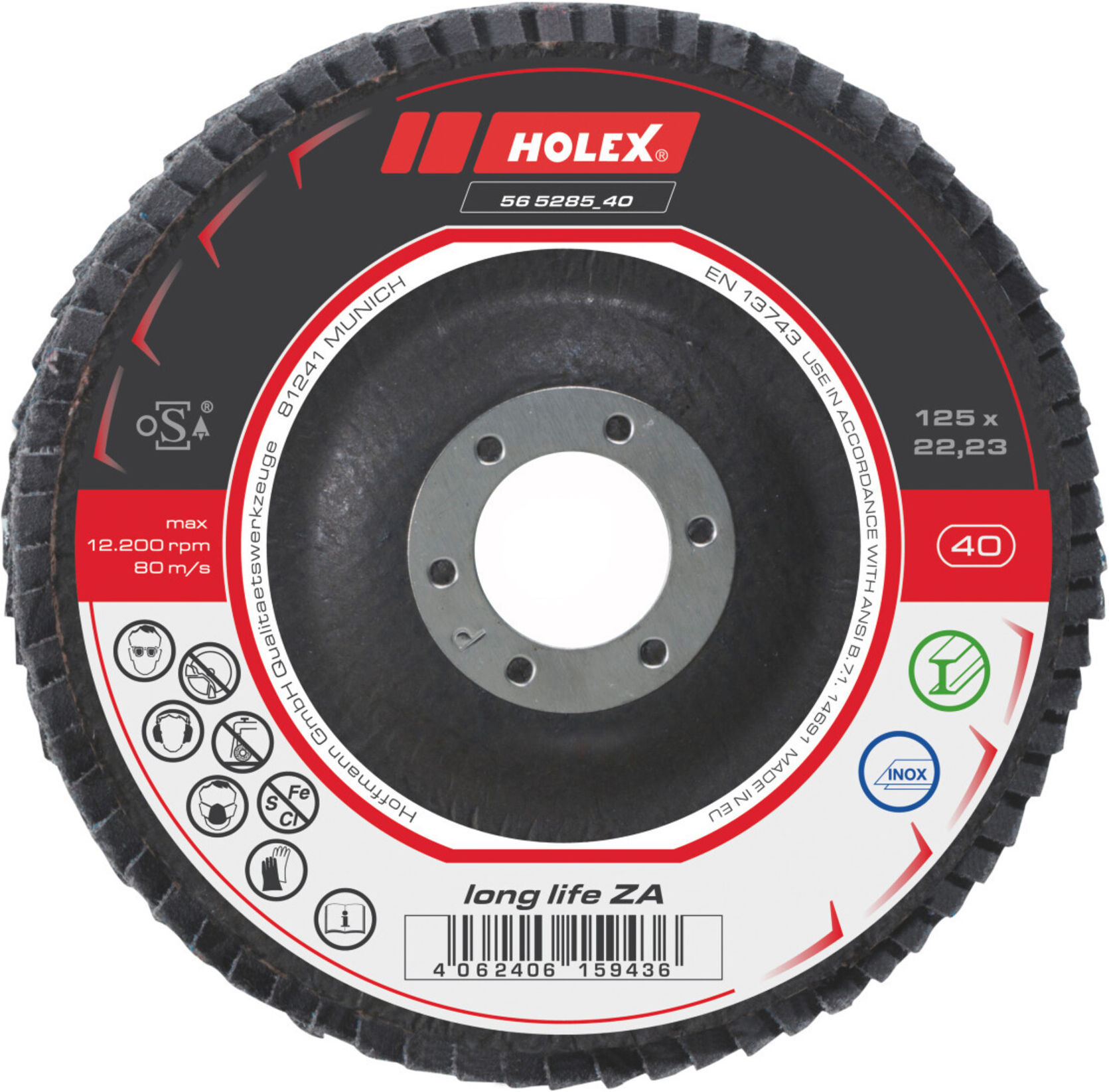 Holex Fächerschleifscheibe long life ZA konisch,⌀ 100 mm, Körnung: 120 (565283 120)