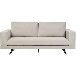 Designer-Sofa mit 3 Sitzen aus Beige Chenille-Stoff und schwarzem Metall LENNON