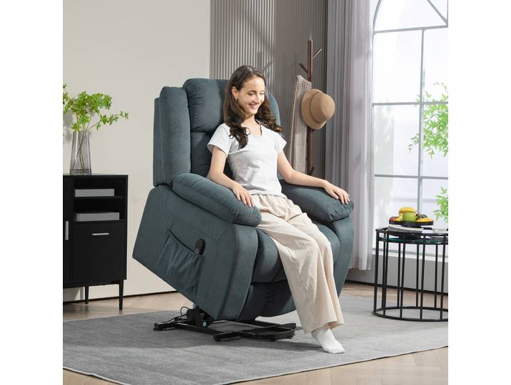 HOMCOM Fauteuil Inclinable avec Aide à la Levée Gris