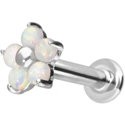 14 Karat Gold Labret mit Innengewinde BLUME + 5 SYNTHETISCHE OPALE