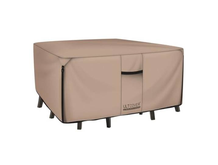 ULTCOVER Quadratische Terrassentischabdeckung – 600D Robustes Segeltuch, wasserdicht, für Esstische und Stühle, allgemeine Zwecke, Möbelabdeckung, 238,8 cm