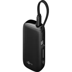 GOOBAY 76250 - Powerbank, Li-Po 5000 mAh, 20 W, USB-A, USB-C, mit Kabel