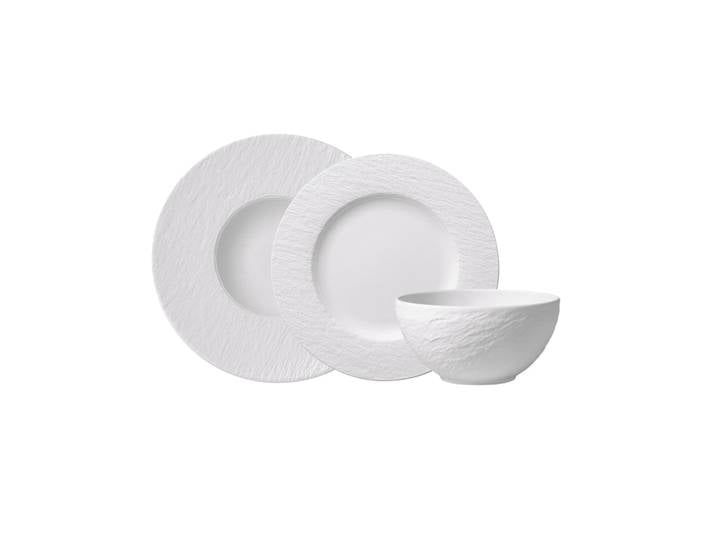Geschirr-Set VILLEROY & BOCH Manufacture Rock blanc , weiss (weiß), 6 Stk., Fine China-Porzellan, Geschirr-Sets, Geschirr-Set, Made in Germany, Fine China Porzellan
