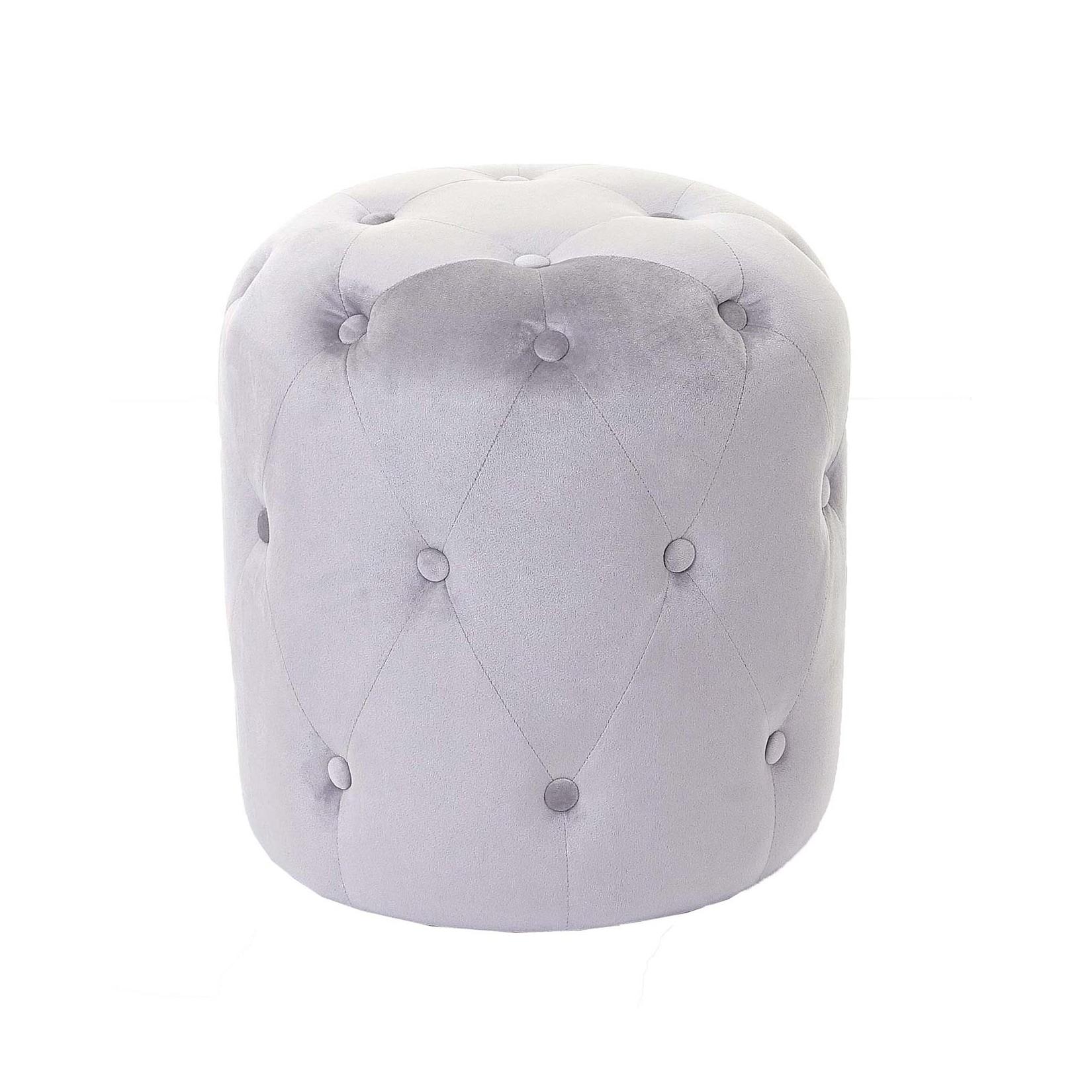 Hocker MCW-D22, Sitzhocker Ottomane, 42x39cm MVG-zertifiziert ~ Samt hellgrau