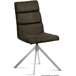 ESSZIMMERSTUHL drehbar (4er-Set) Dulcea 47x92x60 Edelstahl/Khaki