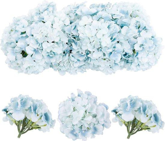 Unyqoos Set van 12 Kunsthortensia's met stelen in blauwe tint voor decoratie