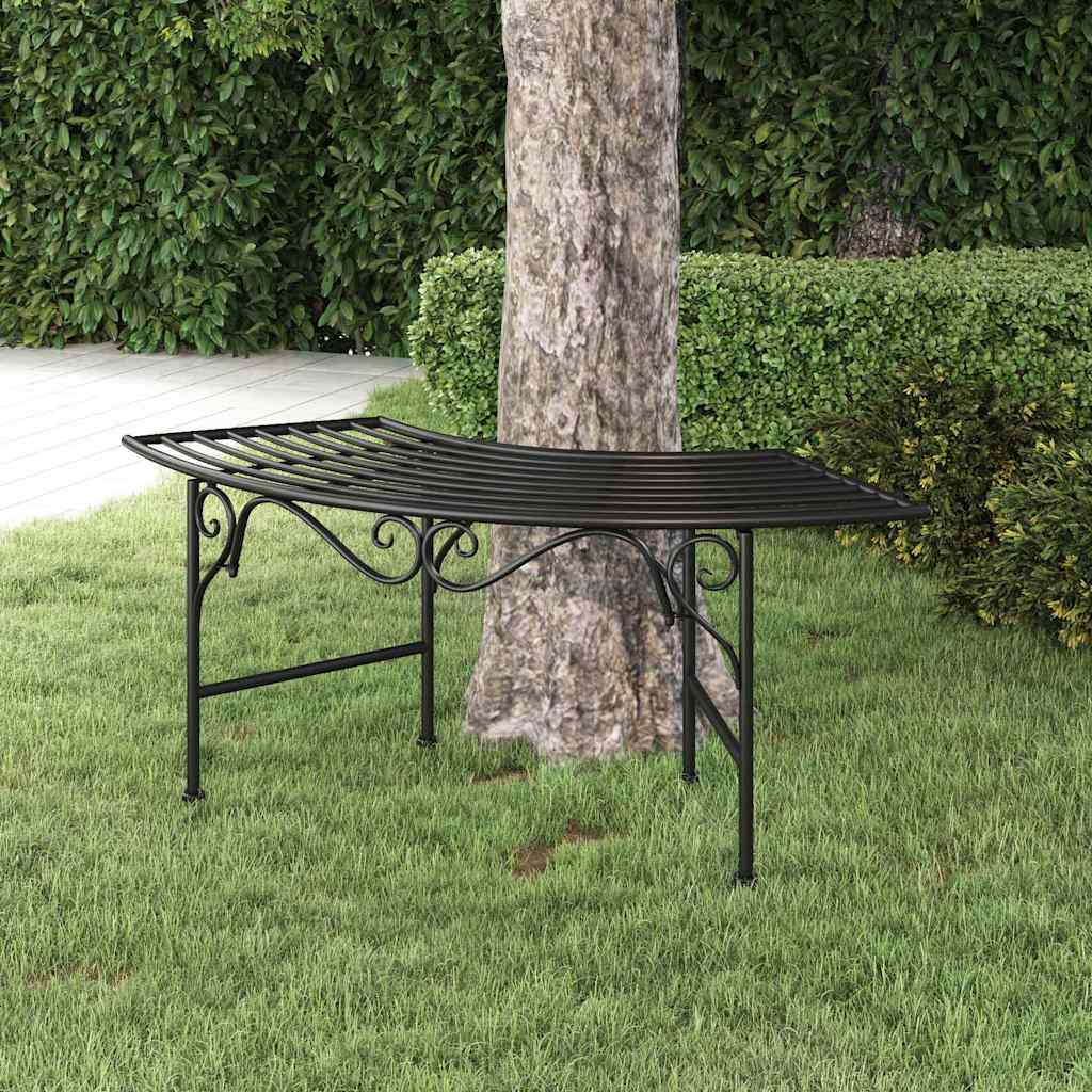 vidaXL Banco de jardín de acero negro 113 cm Negro