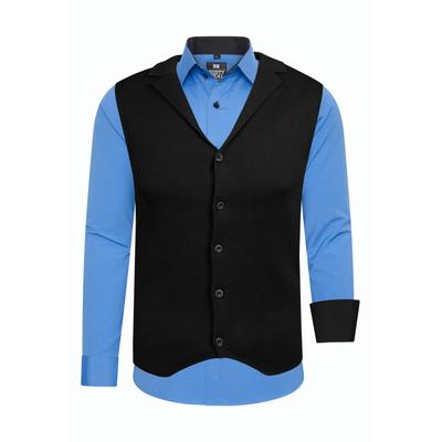 Langarmhemd RUSTY NEAL, Herren, Gr. 6XL, EURO-Größen, blau, 60% Baumwolle, 37% Polyester, 3% Elasthan, mehrfarbig, Hemden, inklusive Langarmhemd und Weste