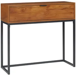 STILVORA Konsolentisch 80x30x76 cm mit Schublade Naturholzoptik+Schwarz, Industriedesign für Flur Wohnzimmer Schlafzimmer, Holzwerkstoff und Metall