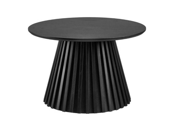 Table basse Ronde Pied Central Relief MDF Placage Chêne noir - DUBLIN