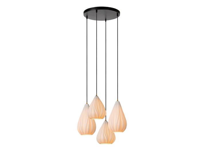 Suspension porcelaine 4 lumières Blanc