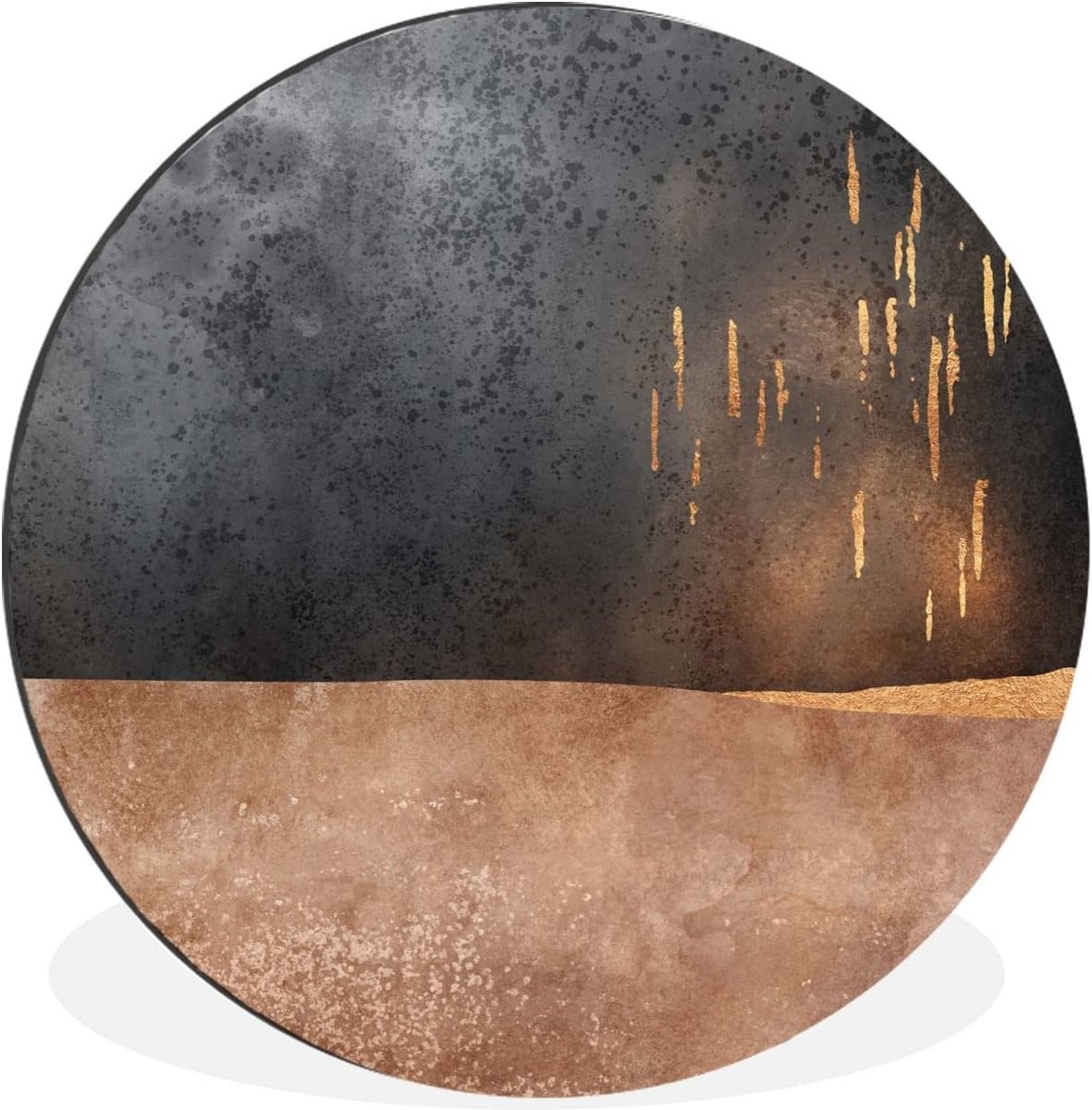 Abstracte Wanddecoratie Gouden Metalen Muur Cirkel met Grafisch Design