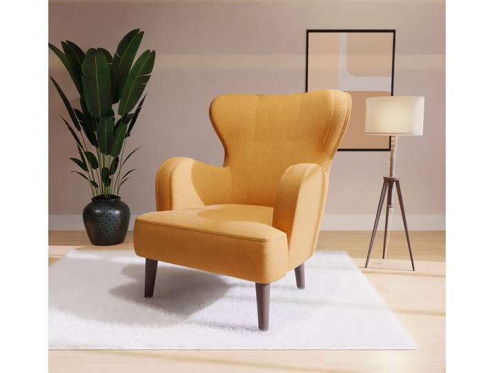 Sessel HOME AFFAIRE SICILIA , gold, B:71cm H:86cm T:64cm, 100% Polyester, Sessel, Sessel, moderner Ohrensessel