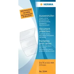 HERMA Ausweishülle 3 x 71 x 111 mm transparent für KFZ-Scheine, EU-Führerscheine, Packung à 25 Stück