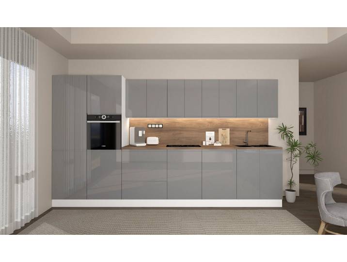 ROYAL24_MARKT Küchenzeile Velmora KÜ-AS-002 – 400 cm – Moderne Küchenzeile mit Hochschränken, (Komplett Set), Edles Design - Top Material - Hochwertig