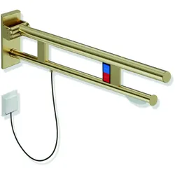 HEWI Stützklappgriff Duo Design A, Edelstahl PVD, 750 mm Ausladung