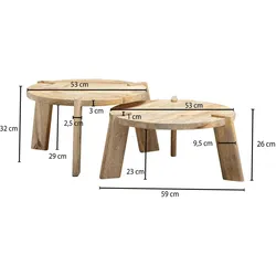 FineBuy, Couchtisch + Beistelltisch, Aron (53 x 32 cm)