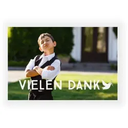 Dankeskarte Kommunion: Kleine Taube mit Foto