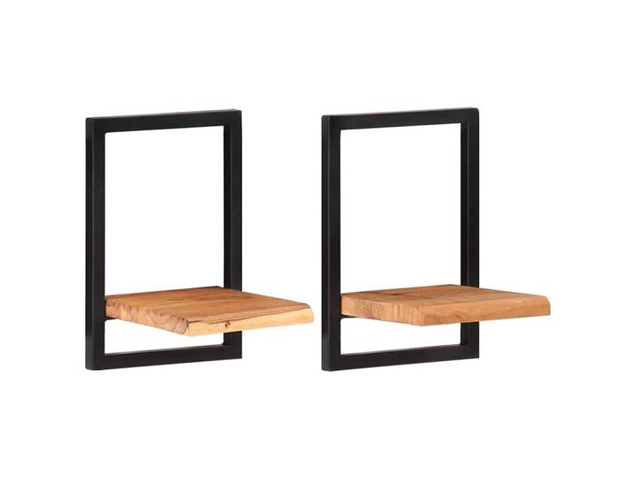 vidaXL Wandregale 2Er Set 25/25/35 Cm Massivholz Akazie Und Stahl, Braun, Holz, 25x35x25 cm, Wohnzimmer, Regale, Wandregale