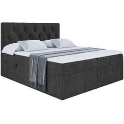 BOXBETT mit Matratze H4 und Lattenrost - MIRAGE - 180x200 - H4 - Schwarz