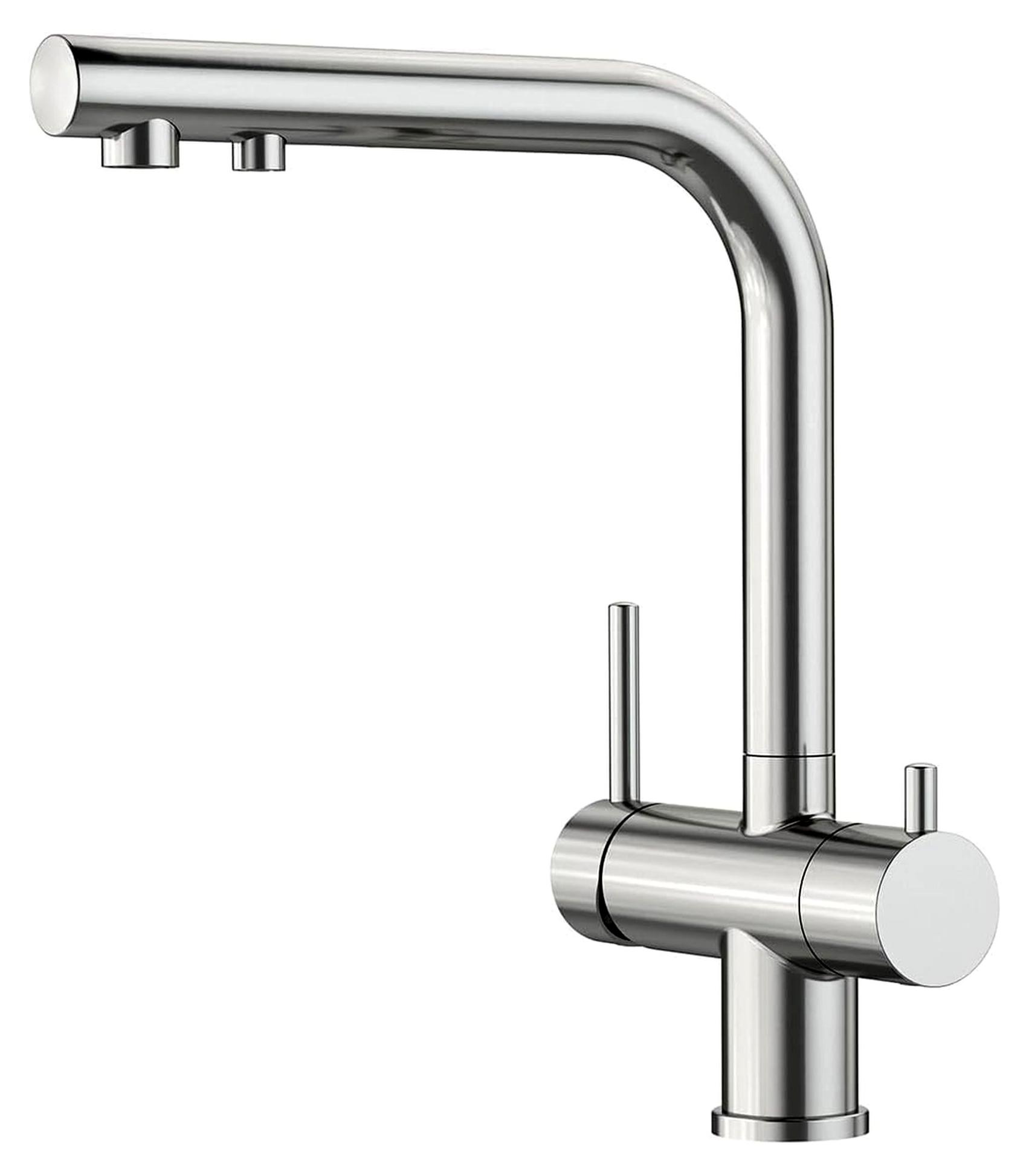 FONTAS II Filter | Küchenarmatur in PVD-Stahl | Hochdruck | Rückflussverhinderer | Keramikkartusche | Wasserqualität & wassersparend | Filter zusätzlich erforderlich | [16x25,3x30 cm]