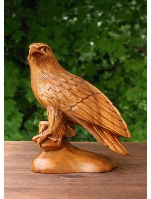 G6 Collection "8"" Wooden Handmade American Eagle Statue Handcrafted Figurine Sculpture Hand Carved Rustic Lodge Outdoor Home Decor Us Accent"