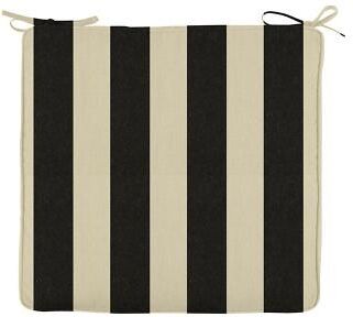 Replacement Chair Cushion - 21.5x18.5 - Box Edge, Canopy Stripe Black/Sand Sunbrella - Ballard Designs