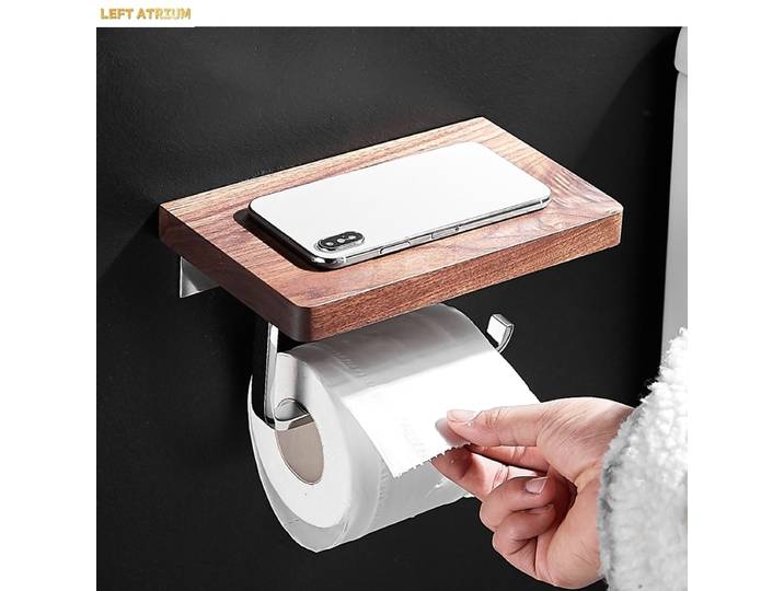 Porte-rouleau de papier essuie-tout en bois, support mural pour papier toilette, étagères de rangement pour la maison et la salle de bain