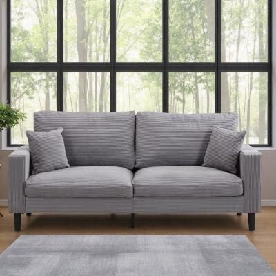 "74.8"" Corduroy High Resilience 3-Seater Upholstered Sofa with Wooden Frame"