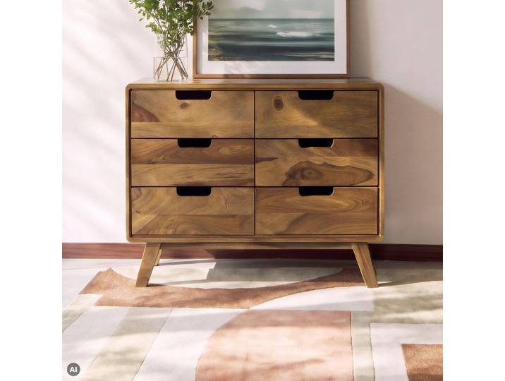 Kommode Sheesham 90x40x65 natur sandgestrahlt lackiert MALMÖ 2 #205