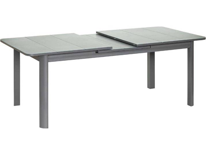 Table de jardin extensible - Milos - aluminium anthracite - plateau verre texturé grisé anti-rayures - 8 à 10 personnes