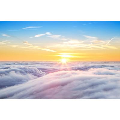 Fototapete PAPERMOON "WOLKEN-SONNE HIMMEL NATUR ERDE WELTALL PLANETEN XXL", bunt, B:5m L:2,8m, Vlies, Tapeten