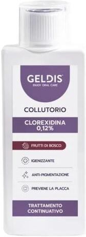Geldis Clorexidina 0,12% 200 ml Frutti di Bosco Collutorio Mantenimento Anti-macchia per Apparecchi e Protesi