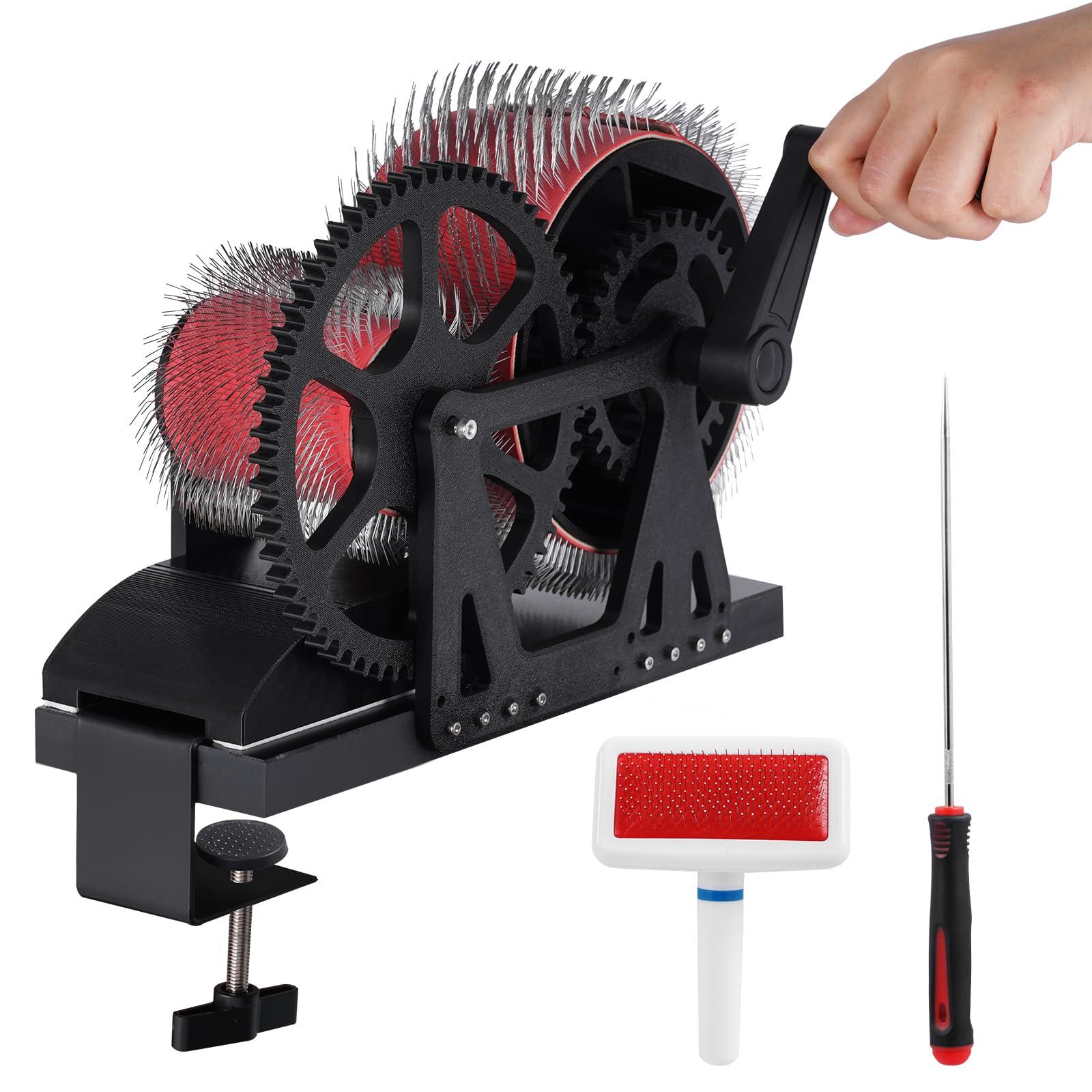 Wollkardiermaschine mit Handkurbel, Doppeltrommel, Farbmischung, 1 Stück